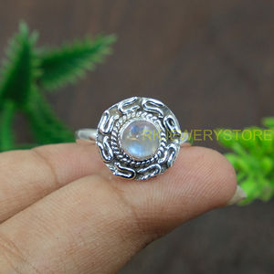 Anillo de Piedra Lunar Arcoíris Fuego Azul Natural, Plata de Ley 925, Hecho a Mano, Diseño Único, Anillo de Piedra Lunar para Mujer - Product Image 5