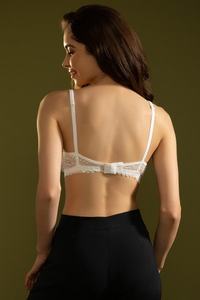 Sujetador de encaje floral transparente para mujer, sin aros, sin relleno, de malla suave, con tirantes ajustables, cómodo para uso diario, lencería. - Product Image 3