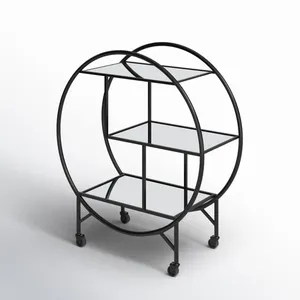 Premium Metal Serving Cart <b>with</b> Ceramic Shelves <b>Wheels</b> Eco-Friendly Luxury Design Durable Furniture for Beverage Service Shape - Product Image 1