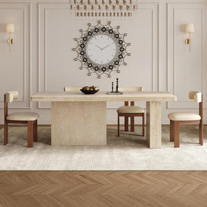 Juego de Comedor Moderno Daystar Trade con Mesa de Mármol y Sillas de Madera Maciza para 6 Personas, Rectangular, de Lujo, en Blanco y Dorado, para Uso en Hoteles - Product Image 3