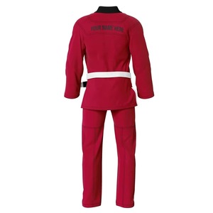 Kimono de BJJ rouge unisexe pour adulte, en polyester respirant, coupe classique, logo sur le devant, une pièce, vêtements de sport de combat - Product Image 2