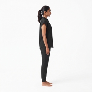 Ensemble de blouses médicales noires pour femmes, en coton et polyester tissé, pantalon et haut sans manches, tenue de travail médicale - Product Image 2