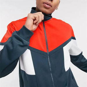 Men Hooded Windbreaker Tracksuit Color Block <b>Running</b> Training Jacket And Pants Outdoor Sportswear Set OEM Custom - Product Image 3