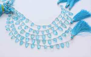 Cuentas de topacio azul cielo talladas a mano con forma de hoja, cuentas talladas de topacio azul de 6-8 mm a 7-11 mm, cuentas de piedras preciosas de topacio azul para la fabricación de joyas. - Product Image 6