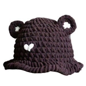 Gorro de Punto Divertido con Orejas de Animales, Hecho a Mano, de Poliéster/Algodón, para Viajes, Casual, de Verano, 2025 - Product Image 3