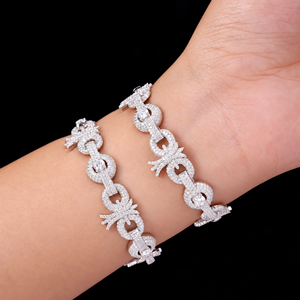 <b>Mens</b> Moissanite Diamond <b>925</b> <b>Silver</b> Floral Link <b>Bracelet</b> Iced Cuban Style Luxury Statement Chain Jewellery Gifts for <b>Men</b> Bold - Product Image 2