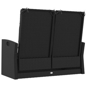Banc de jardin rectangulaire en rotin PE noir 2 places - Product Image 5