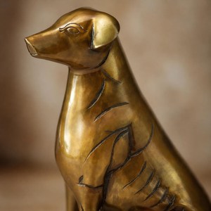 Shubham 7-Inch Tall 1.2 kg Ferocious Brass <b>Dog</b> Sculpture Polished with Premium Technique for Home Decor - Product Image 4