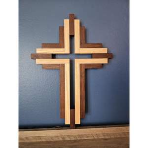 Croix en bois faite à la main pour la prière et la célébration religieuse, belle enseigne murale en bois pour la maison ou l'église - Product Image 3