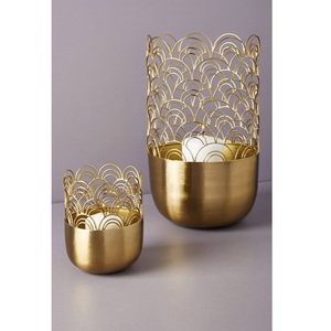 Brass Cylinder Candle Holder With Geometric Cutouts <b>Heat</b> Resistant Home Decoration - Product Image 4