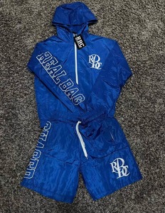 Conjunto de Chaqueta Corta y Pantalones Cortos de Dos Piezas Personalizado, Estilo Windbreaker, con Parches, Cierre de Cremallera, Nailon y Poliéster, Ropa Deportiva Urbana para Hombre - Product Image 6