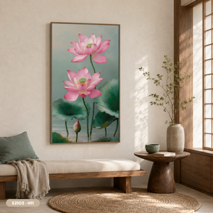Peinture murale HALO en soie motif fleur de lotus, finition soignée, décoration orientale, artisanat d'origine vietnamienne, vente chaude - Product Image 5