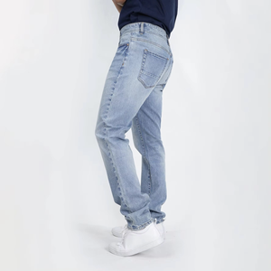 Pantalones Vaqueros de Moda para Hombre, Corte Slim Fit, Lavado Claro, Elásticos, de Algodón Suave, Estilo Vintage, Casuales, Azules, para Uso Diario - Product Image 3