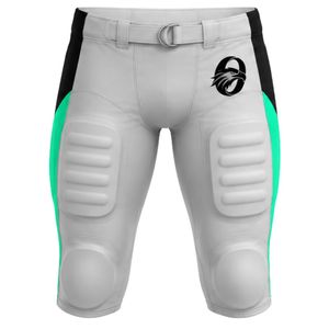 White and Mint American Football Shorts Padded <b>Athletic</b> Team Uniform Breathable Lightweight Comfortable for Match - Product Image 1