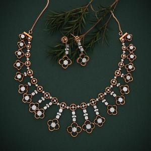 Ensemble de collier en or rose plaqué avec diamants certifiés IGI, serti de pierres taille brillant, bijoux de luxe unisexe, cadeau de fiançailles, bijoux de mariage - Product Image 3