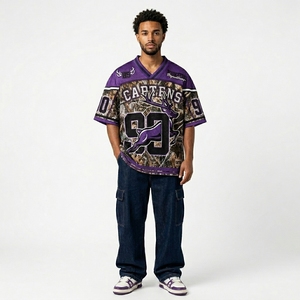 T-shirt unisexe oversize en maille, coupe carrée, anti-bactérien, col en V, sublimation football, maillot de foot rétro camouflage, streetwear - Product Image 1