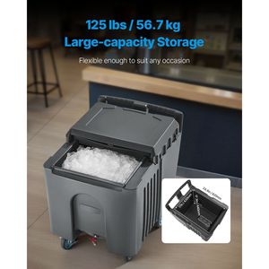 Attrezzatura di Refrigerazione per Cucine Commerciali, Carrello Portaghiaccio Portatile da 125 Libbre, 4 Ruote, 31,5 X 22,8 X 29 Pollici, Isolato, per Uso Commerciale - Product Image 2