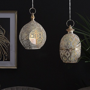 Bulk Ramadhan Decor Mesh Metal <b>Hurricane</b> <b>Lantern</b> Handmade Eco-Friendly Glass Two Tier Candle Holder Set Modern Minimalist Table - Product Image 4