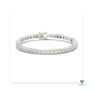 5.17 CT White <b>Gold</b> Round Lab Grown Diamond Tennis Bracelet in 18K <b>Solid</b> <b>Gold</b>, 6.4 Inch Collet Set Classic Bracelet - Product Image 6