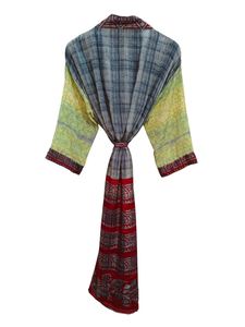 Robe longue kimono en soie Bridel, patchwork, pour couvrir le bikini, vêtement de nuit, kimono en sari indien vintage recyclé fait main - Product Image 5