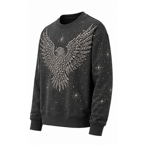 Sweat-shirts pour hommes avec strass, tendance mode, pour tenues décontractées modernes - Product Image 4