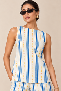 Conjunto de pantalones cortos de algodón con estampado digital para mujer – Top sin mangas con cuello barco y pantalones cortos a juego, conjunto coordinado de verano de algodón suave - Product Image 4