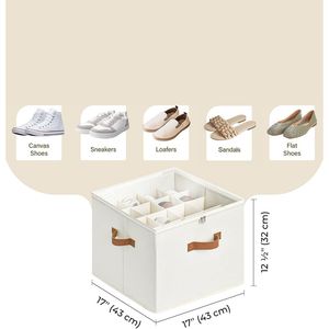 Scatola Portascarpe a Due Livelli per 16 Paia, Organizzatore con Divisori Regolabili e Coperchio Trasparente, Beige - Product Image 4