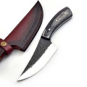 Cuchillo de Piel Forjado a Medida EDC de Hoja Fija con Mango de Madera Pakka y Funda de Cuero, OEM, Full Tang, para Bushcraft, Camping y Uso General - Product Image 1