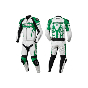 Combinaison de course moto Speedfreak pour homme, en cuir blanc et vert, manches longues, respirante, toutes saisons, pour adulte - Product Image 3