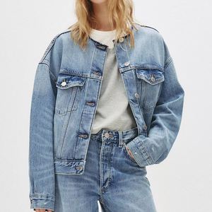 Veste en jean pour femme avec détails de perles structurées, standard mondial premium, ensemble en jean pour femme sur mesure en gros - Product Image 2