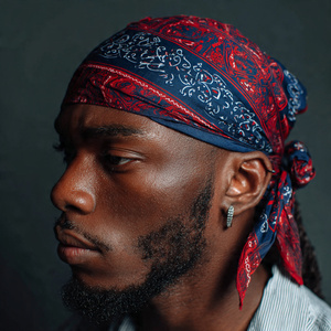 OEM Heat-Transfer Printed Silk Satin Durag <b>Head</b> <b>Wrap</b> for Men Casual Eco-Friendly Stretchable Durag Breathable All Seasons - Product Image 5