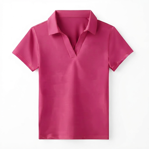 เสื้อเชิ้ตผู้หญิงทรงปกติ ขายส่ง เสื้อลำลอง ผ้าฝ้าย 100% แห้งเร็ว ระบายอากาศดี แขนสั้น ปกคอเสื้อพับได้ MOQ ต่ำ ใส่ได้ทั้งชายและหญิง - Product Image 4