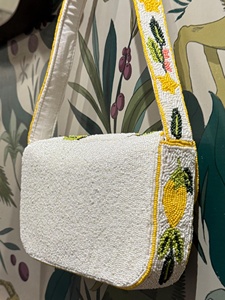 Sac bandoulière brodé fait main pour femme, motif citron perlé, pochette d'été, sac artisanal tendance, léger, prix de gros - Product Image 4