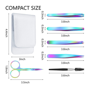 Kit de Pinzas para Cejas con Punta Inclinada Antiestática, Acabado de Titanio en Color Personalizado, para Maquillaje Profesional y Depilación - Product Image 2