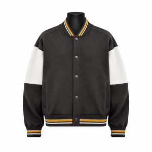 Chaqueta Varsity Unisex Personalizada con Bloques de Color, Mangas en Contraste, Botones a Presión, Cuello Mao, Transpirable, Resistente al Viento y Ecológica - Product Image 1