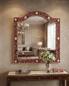Best Selling Bone Inlay Modish Mirror <b>Frame</b> <b>Grey</b> Floral Pattern MDF Board Made Round Shape Photo <b>Frame</b> Mirror <b>Frame</b> New Design - Product Image 2