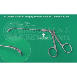 คีมจับ Heuweiser Antrum Grasping Forcep แบบโค้ง 90 องศา ปากด้านล่าง ขนาด 10 ซม. หมุนได้ 360 องศา อุปกรณ์ผ่าตัดหู คอ จมูก ได้รับการรับรองมาตรฐาน CE ระดับ Class I - Product Image 1