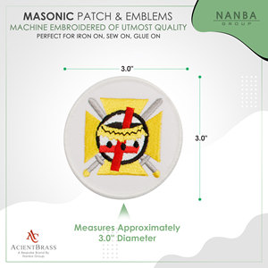 Knights Templar Cross & Crown Round Embroidered Iron-On Masonic Patch Multicoloured 3'' Diameter for Hats & Apparel - Product Image 3