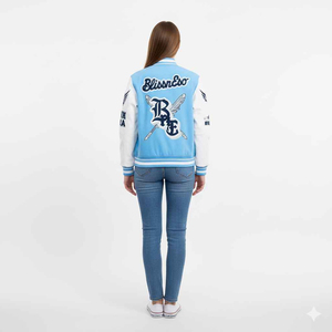 Leather Sleeve Patches Embroidery <b>Varsity</b> <b>Jacket</b> <b>Women</b> Baseball Button Down Letterman <b>Jackets</b> Ladies Winer <b>Varsity</b> <b>Jacket</b> - Product Image 3