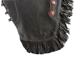 Chaps d'équitation blancs et noirs pour hommes et femmes, équipement en cuir synthétique, chaps authentiques à vendre, logo et design personnalisés - Product Image 3