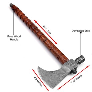 Damascus Steel Smoky <b>Axe</b> Rosewood <b>Handle</b> Custom Tomahawk Supplier PK 1.5kg Outdoor Hunting Gear Industrial DIY Splitting - Product Image 2