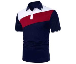 Men's Color <b>Blocked</b> Polo Shirt Short Sleeve Polyester Cotton T Shirt Breathable Soft Casual Shirt with Custom <b>Rubber</b> Logo - Product Image 6