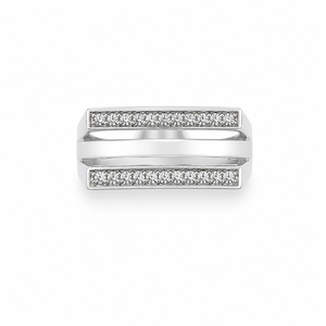 Namivaa 925 Sterling Silver Double Bar Pave <b>Open</b> Band <b>Ring</b> Men Minimalist Wedding Party Daily Wear Jewelry Gift - Product Image 2
