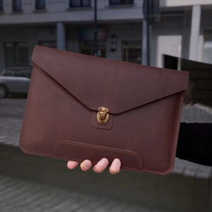 Custom Logo Waterproof Genuine Leather Modern Sling <b>Laptop</b> <b>Sleeve</b> for Men & Women Business Office Use LS-0223 - Product Image 1
