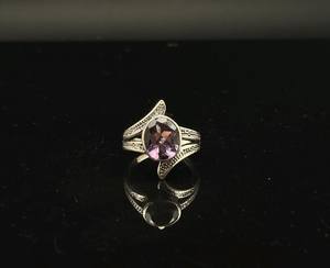 Bague en améthyste de style vintage en argent sterling 925 oxydé, faite à la main, pierre de naissance de février, bijou cadeau - Product Image 4