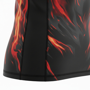 Men's MMA Full Sleeve Rash Guard Fire <b>Flame</b> Print Front Logo UPF50+ Quick Dry 160g Polyester Compression <b>Shirt</b> - Product Image 6