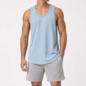 100% cotton <b>men's</b> tank quick dry knitted <b>vest</b> <b>men's</b> casual o-neck solid color sleeveless <b>men's</b> tank top <b>vest</b> - Product Image 4