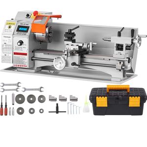 Tornio da banco compatto di precisione da 800W per la lavorazione dei metalli, 7FT x 16FT, velocità variabile 150-2500 RPM, include macchinari per metallurgia. - Product Image 4