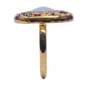 Gemvanity <b>Opal</b> Multi Color Classic Traditional Engagement Wedding <b>Ring</b> Vermeil Sterling Silver Gold Plated Elegant Fine <b>Rings</b> - Product Image 3
