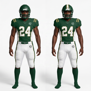 Conjunto de Uniforme de Fútbol Americano para Hombre Adulto, Verde y Blanco, Casco, Jersey, Pantalones, Equipo de Protección - Product Image 1